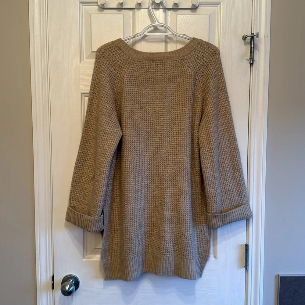 b.young - Cozy V-Neck Knit Sweater in Camel Tan - Picture 5 of 6